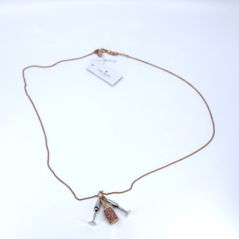 A5 New KATE SPADE Make Magic Champagne Cluster Pendant Necklace Rose Gold $98